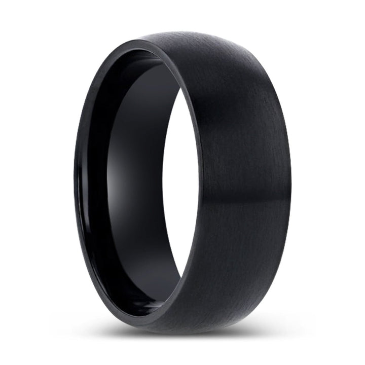 MARAUDER | Black Titanium Ring, Black Brushed Domed - Rings - Aydins Jewelry
