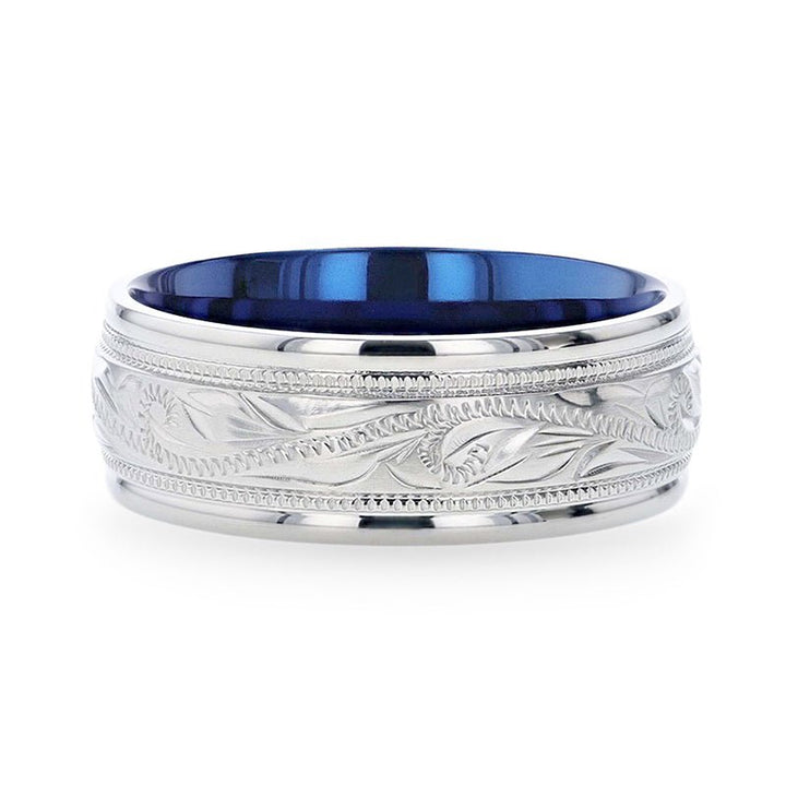 MARINER | Titanium Ring Blue Inside ilgrain Engraved - Rings - Aydins Jewelry - 3