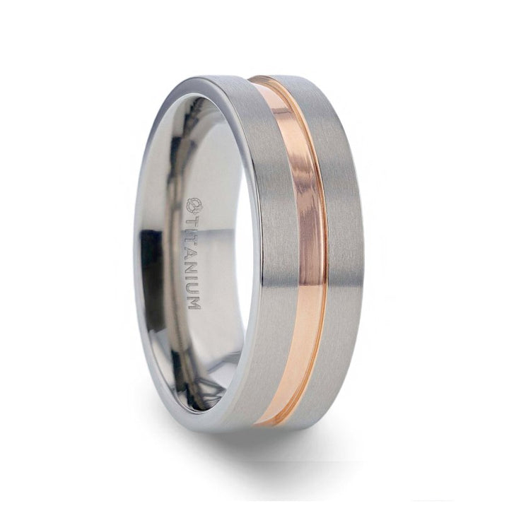 MARS | Titanium Ring Rose Gold Groove - Rings - Aydins Jewelry - 1
