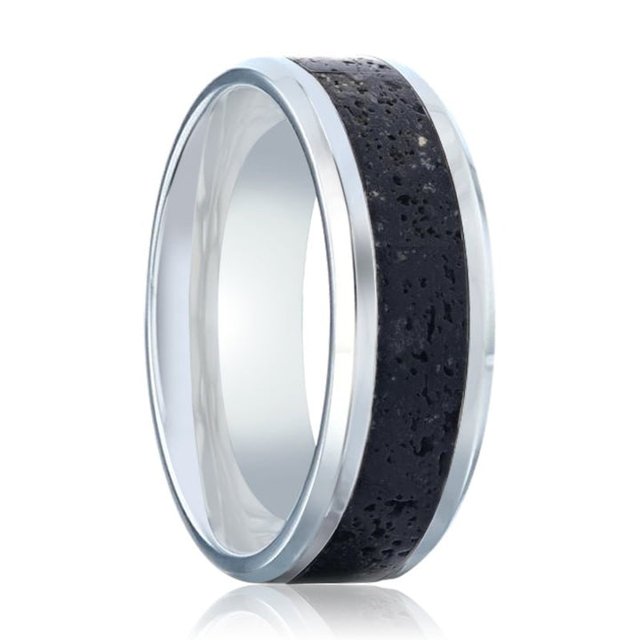 MAUNA | Titanium Ring Black And Gray Lava Inlay - Rings - Aydins Jewelry - 1