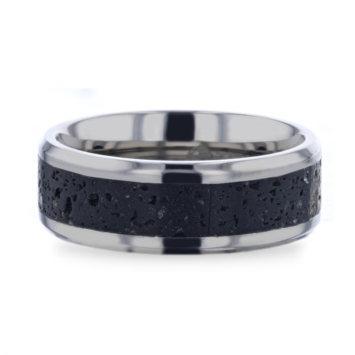 MAUNA | Titanium Ring Black And Gray Lava Inlay - Rings - Aydins Jewelry - 3