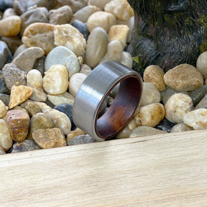 MEDUSA | Snake Wood, Silver Tungsten Ring, Brushed, Flat - Rings - Aydins Jewelry