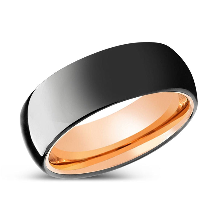 MELODIC | Rose Gold Ring, Black Tungsten Ring, Shiny, Domed Tungsten - Rings - Aydins Jewelry - 2