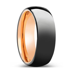 MELODIC | Rose Gold Ring, Black Tungsten Ring, Shiny, Domed Tungsten - Rings - Aydins Jewelry - 1