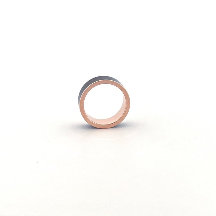 Men's 14k Rose Gold Wedding Band with Blue/Purple Color Changing Inlay Flat Polished Design - 8MM - Rings - Aydins Jewelry - 14