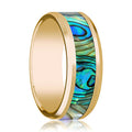 Mother of Pearl inlay 14k yellow gold wedding band 8mm, top view