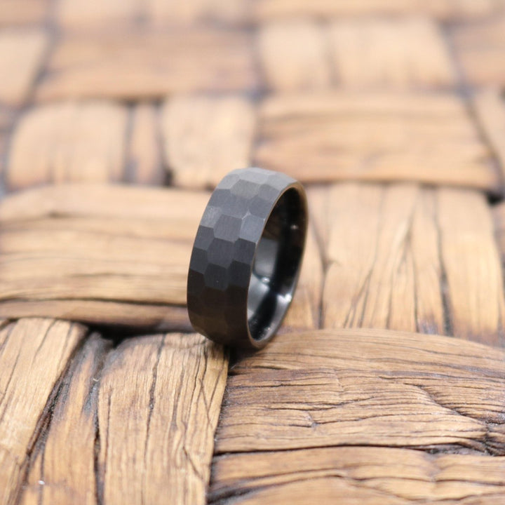 BRUTE | Black Tungsten Ring, Hammered, Domed - Rings - Aydins Jewelry - 3