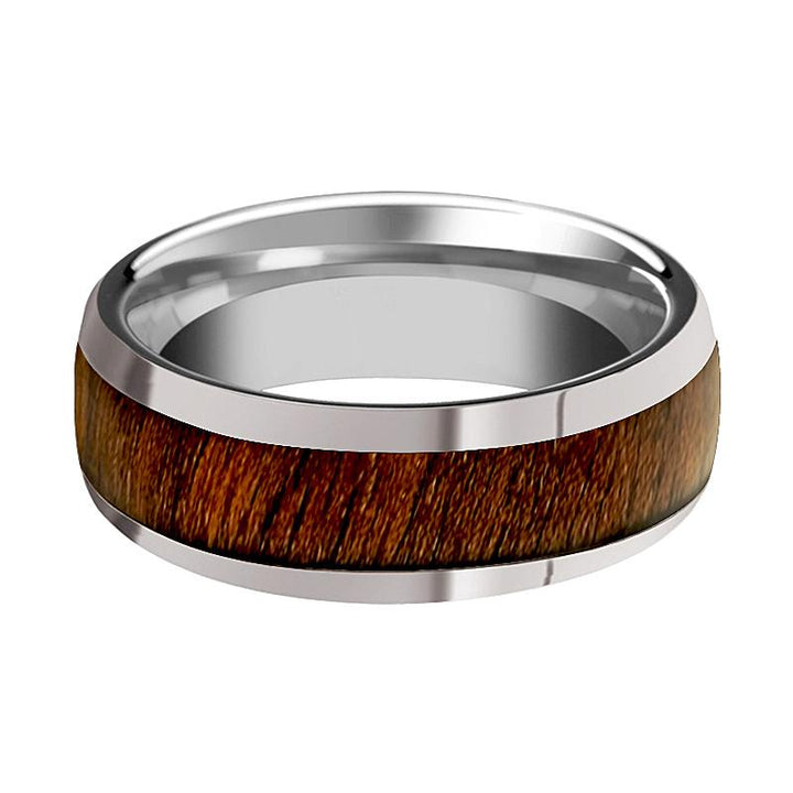 JUGLAN | Silver Tungsten Ring, Black Walnut Wood Inlay, Domed - Rings - Aydins Jewelry - 2