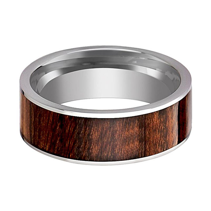 THRACO | Silver Tungsten Ring, Carpathian Wood Inlay, Flat - Rings - Aydins Jewelry - 2