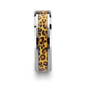 Men's Tungsten Wedding Band with Cheetah Print Ani Tungsten Carbide men's wedding band, image 3