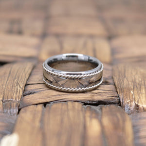 ROPELUX — angled view — men's tungsten carbide wedding ring | Aydins Jewelry