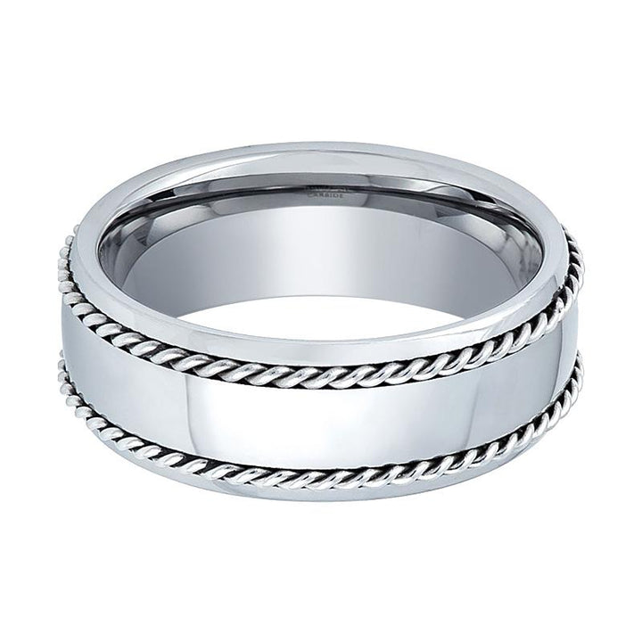 ROPELUX | Silver Tungsten Ring, Double Silver Ropes, Domed - Rings - Aydins Jewelry - 2