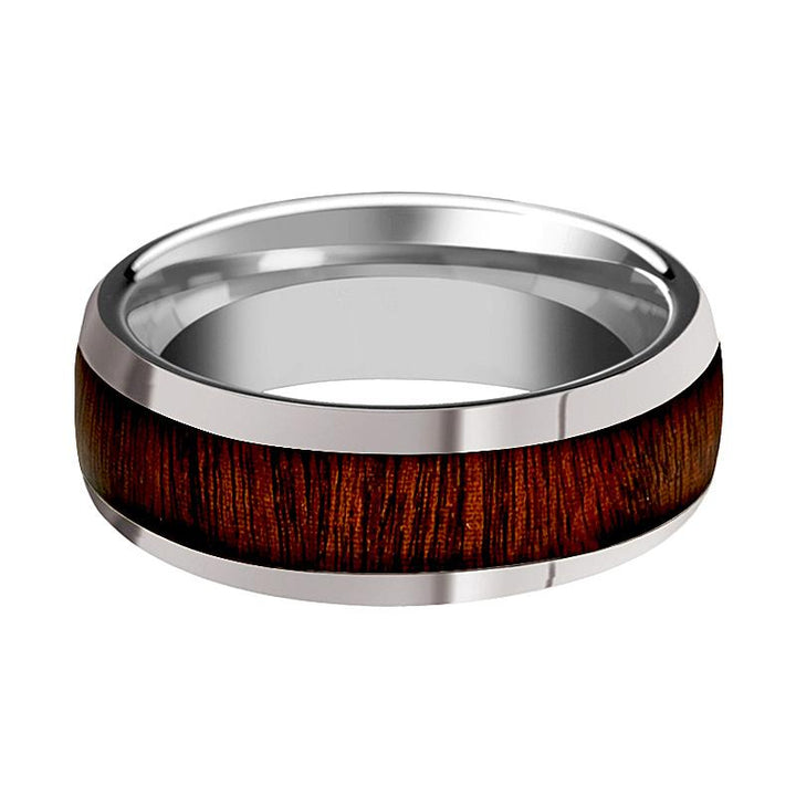 DALBERG | Silver Tungsten Ring, Rose Wood Inlay, Domed - Rings - Aydins Jewelry - 2