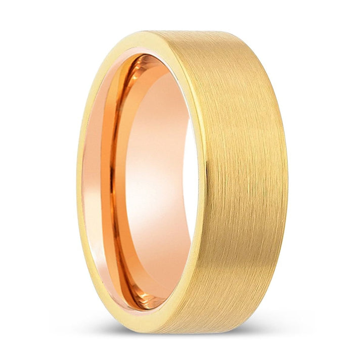 MILLERVILLE | Rose Gold Ring, Gold Tungsten Ring, Brushed, Flat - Rings - Aydins Jewelry - 1