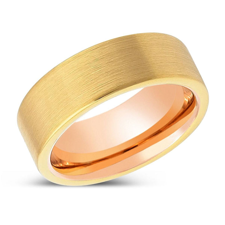 MILLERVILLE | Rose Gold Ring, Gold Tungsten Ring, Brushed, Flat - Rings - Aydins Jewelry - 2