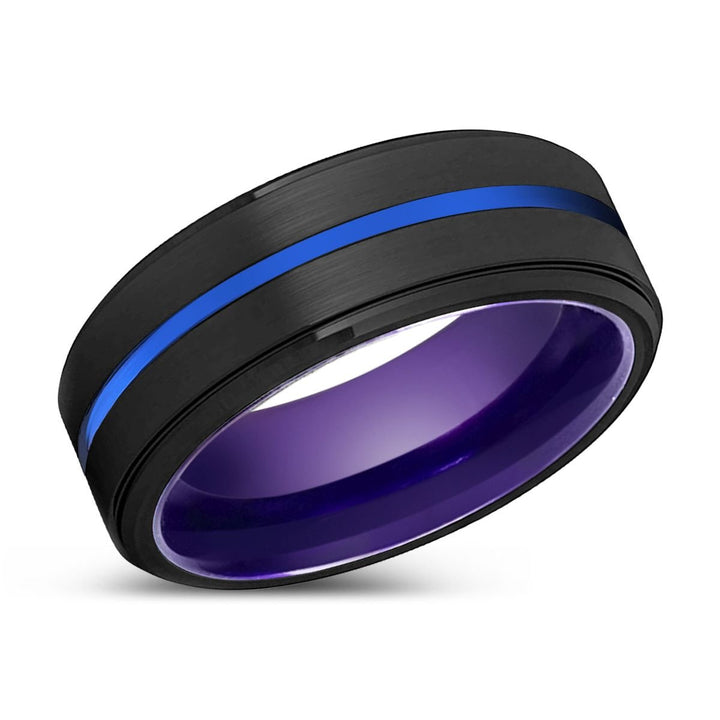 MISFIT | Purple Ring, Black Tungsten Ring, Blue Groove, Stepped Edge - Rings - Aydins Jewelry - 2