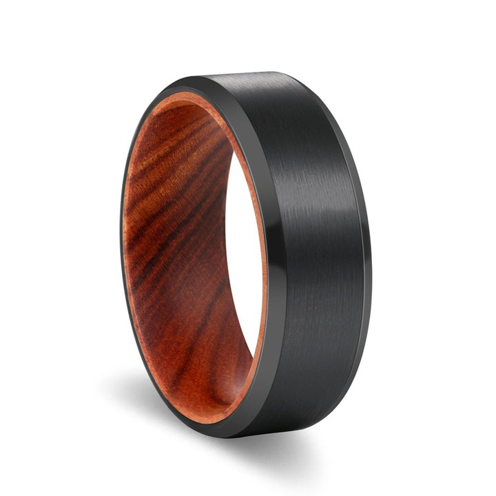 MITRE | Iron Wood, Black Tungsten Ring, Brushed, Beveled - Rings - Aydins Jewelry - 1