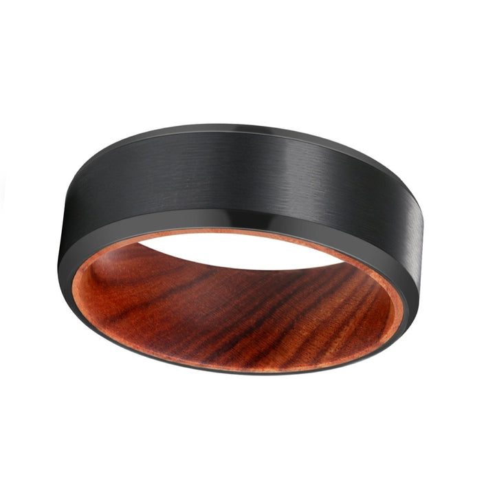 MITRE | Iron Wood, Black Tungsten Ring, Brushed, Beveled - Rings - Aydins Jewelry - 2