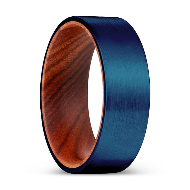 MITZI | IRON Wood, Blue Tungsten Ring, Brushed, Flat - Rings - Aydins Jewelry - 1