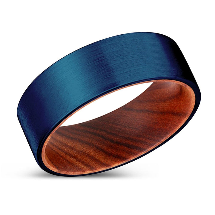 MITZI | IRON Wood, Blue Tungsten Ring, Brushed, Flat - Rings - Aydins Jewelry - 2