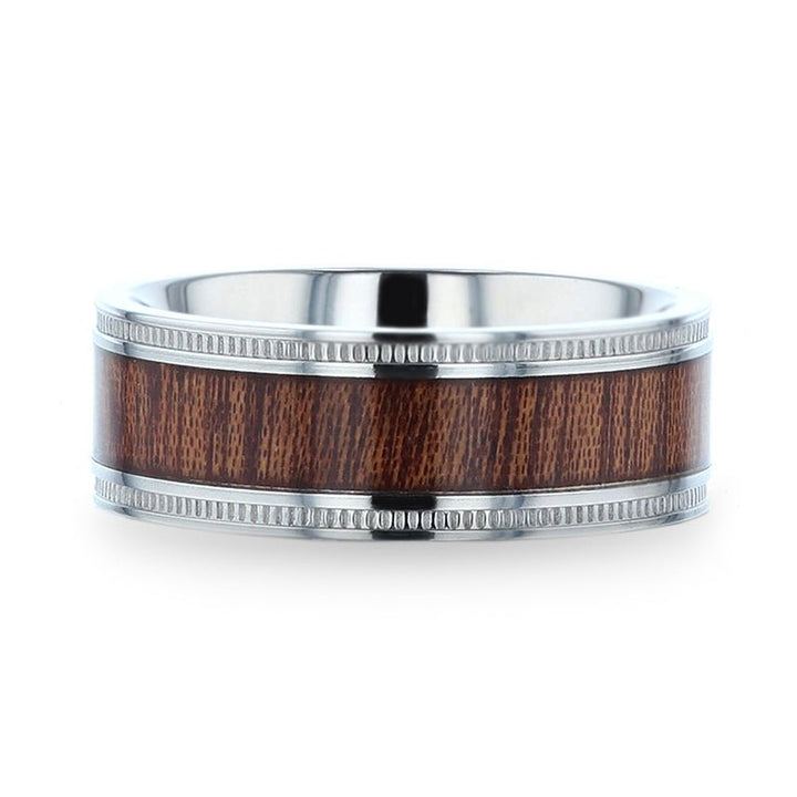 MOCHA | Silver Titanium Ring, Koa Wood Inlay, Flat - Rings - Aydins Jewelry - 3