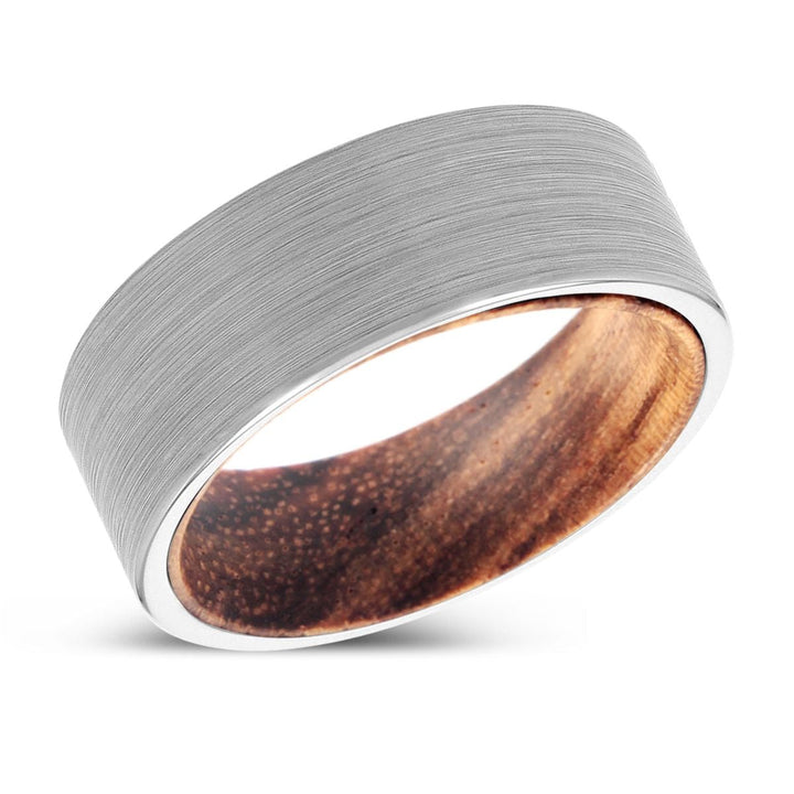 MONTOYA | Zebra Wood, White Tungsten Ring, Brushed, Flat - Rings - Aydins Jewelry - 2