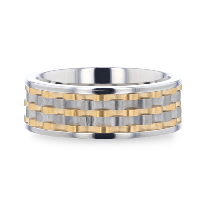 MONTROSE | Titanium Ring Wavy Gold and Gunmetal Texture - Rings - Aydins Jewelry - 3
