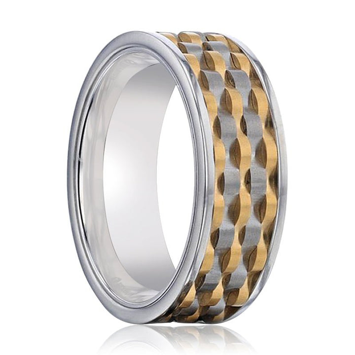 MONTROSE | Titanium Ring Wavy Gold and Gunmetal Texture - Rings - Aydins Jewelry - 1