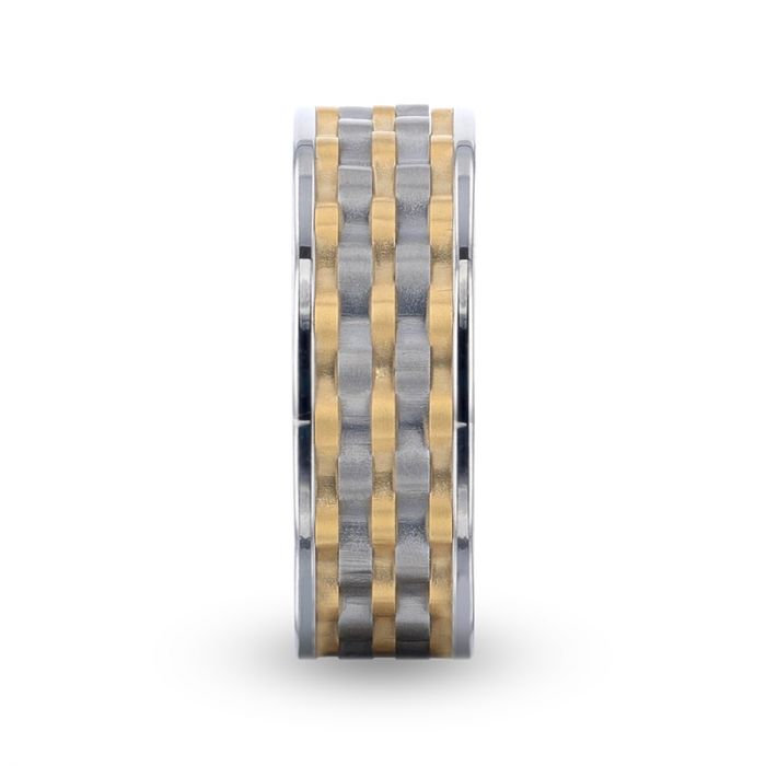 MONTROSE | Titanium Ring Wavy Gold and Gunmetal Texture - Rings - Aydins Jewelry - 2