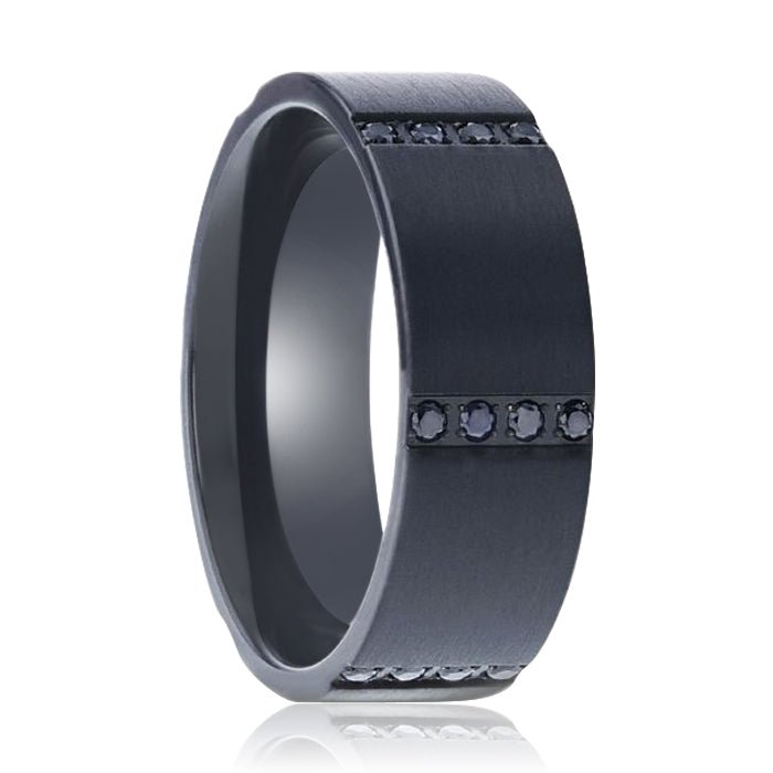 MYSTERIOUS | Titanium Ring Quadruple Black Sapphires - Rings - Aydins Jewelry - 1