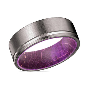 NACH | Purple Wood, Gunmetal Tungsten Offset Groove - Rings - Aydins Jewelry - 2