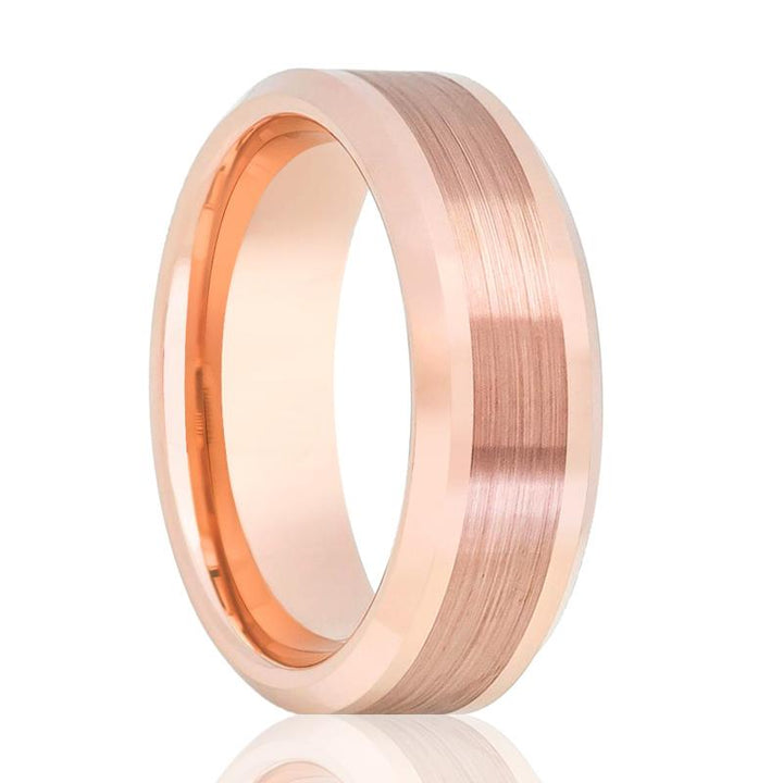 NAOS | Rose Gold Tungsten Ring, Brushed, Beveled