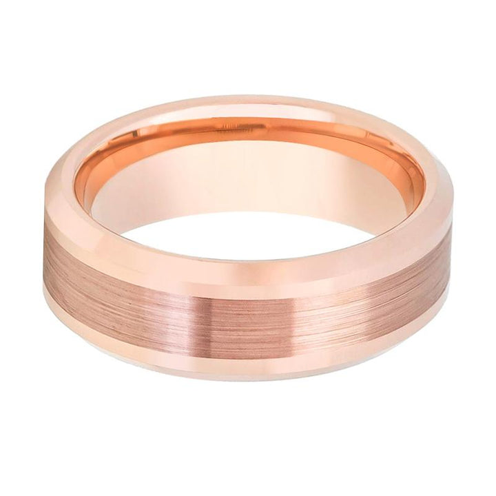 NAOS | Rose Gold Tungsten Ring, Brushed, Beveled - Rings - Aydins Jewelry - 2