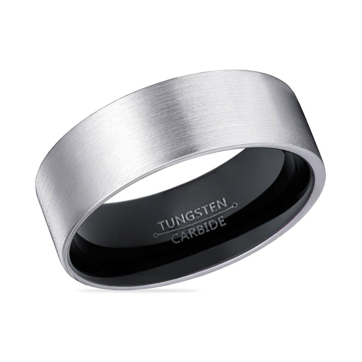 NERO | Black Ring, Silver Tungsten Ring, Brushed, Flat - Rings - Aydins Jewelry - 2