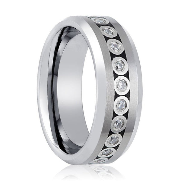 NESO | Tungsten Ring Bezel Set CZ Eternity - Rings - Aydins Jewelry - 1