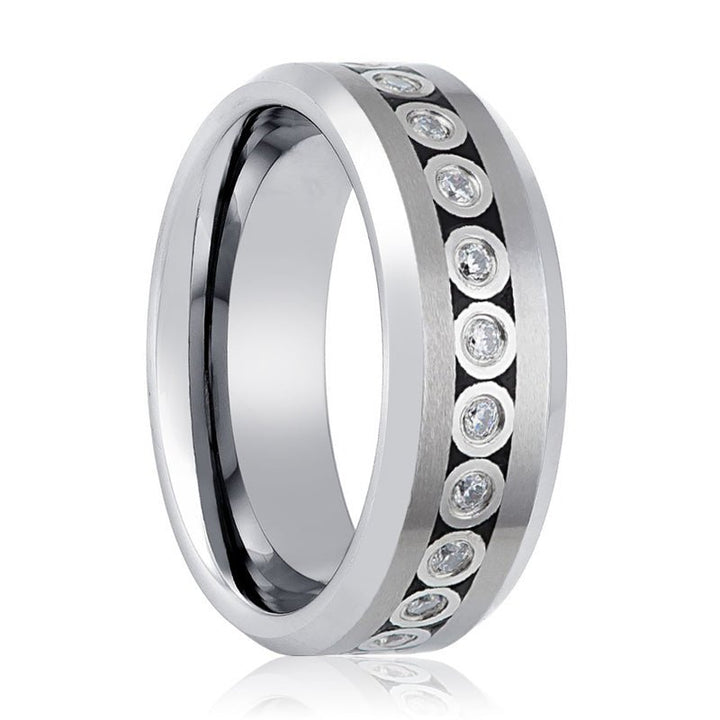 NESO | Tungsten Ring Bezel Set CZ Eternity - Rings - Aydins Jewelry