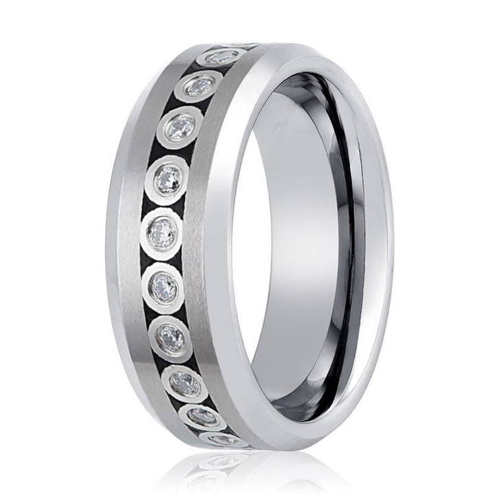 NESO | Tungsten Ring Bezel Set CZ Eternity - Rings - Aydins Jewelry - 4
