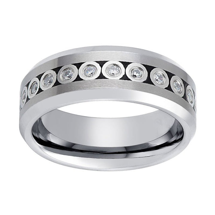 NESO | Tungsten Ring Bezel Set CZ Eternity - Rings - Aydins Jewelry - 3