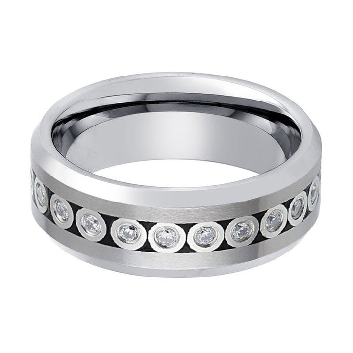 NESO | Tungsten Ring Bezel Set CZ Eternity - Rings - Aydins Jewelry - 2