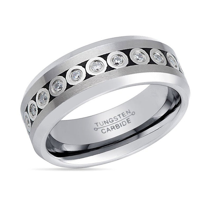 NESO | Tungsten Ring Bezel Set CZ Eternity - Rings - Aydins Jewelry - 5