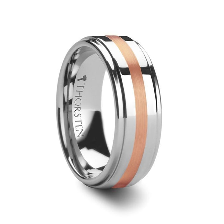 NICOLAUS | Tungsten Ring Rose Gold Inlay - Rings - Aydins Jewelry - 1