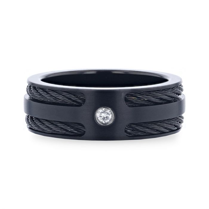 NOIR | Titanium Ring Double Black Rope Inlay - Rings - Aydins Jewelry - 3