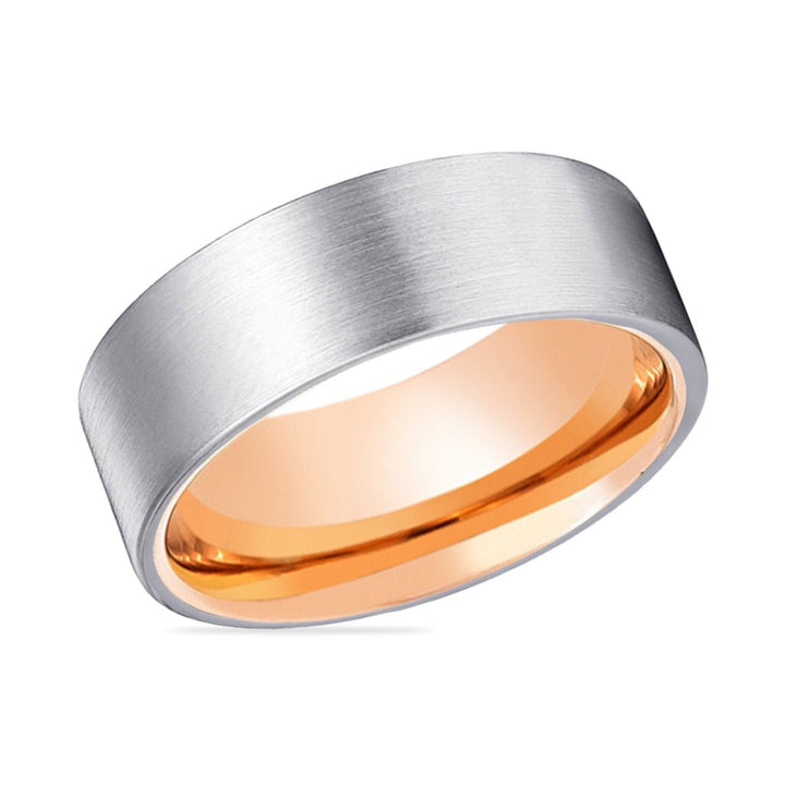 NORSK | Rose Gold Ring, Silver Tungsten Ring, Brushed, Flat - Rings - Aydins Jewelry - 2