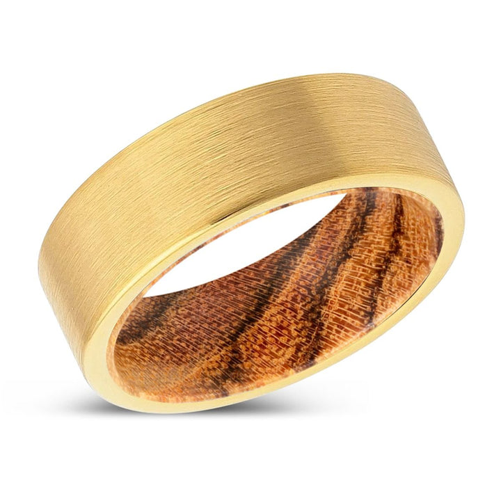 NORTHWICH | Bocote Wood, Gold Tungsten Ring, Brushed, Flat - Rings - Aydins Jewelry - 2