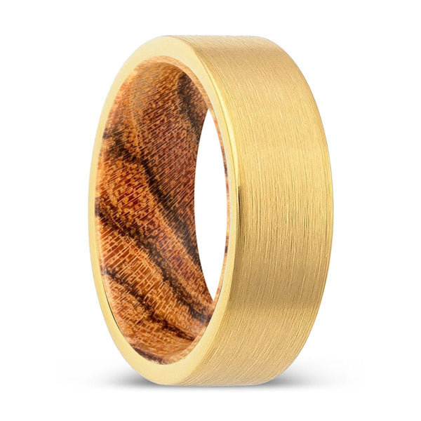 NORTHWICH | Bocote Wood, Gold Tungsten Ring, Brushed, Flat - Rings - Aydins Jewelry - 1