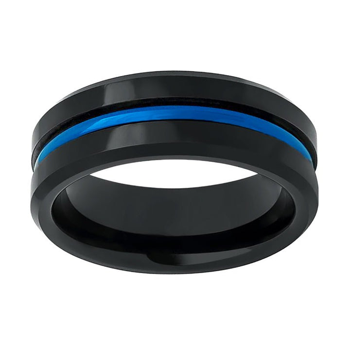 NORWAY | Tungsten Ring Blue Groove - Rings - Aydins Jewelry - 3