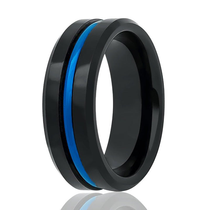 NORWAY | Tungsten Ring Blue Groove - Rings - Aydins Jewelry - 4