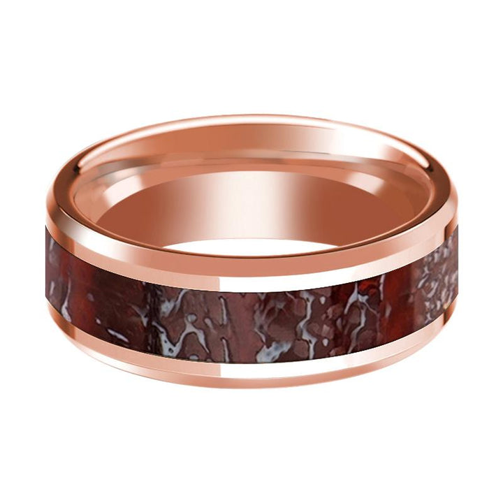 NUBLAR | 14k Rose Gold with Red Dinosaur Bone Inlay - Rings - Aydins Jewelry