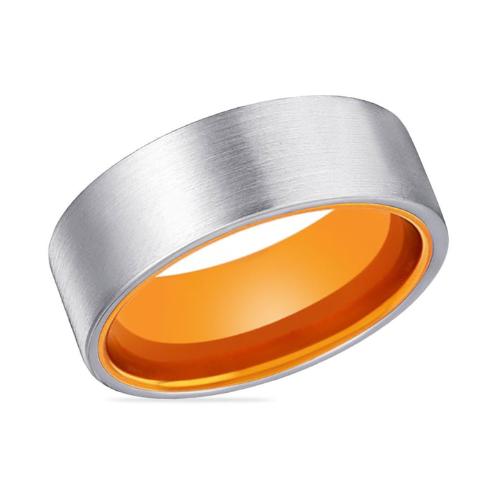 NUTMEG | Orange Ring, Silver Tungsten Ring, Brushed, Flat - Rings - Aydins Jewelry - 2