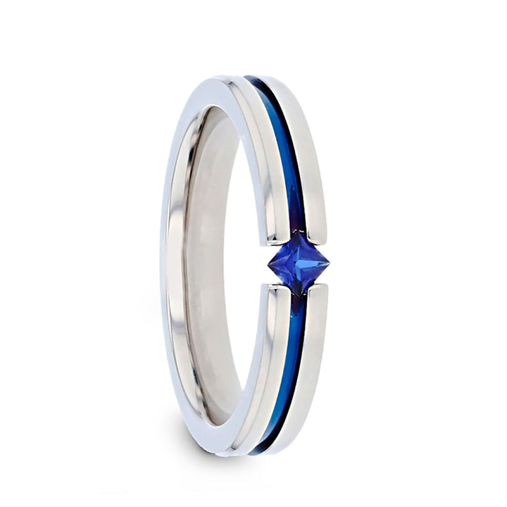 NYMERIA | Titanium Ring Blue Sapphire - Rings - Aydins Jewelry - 1
